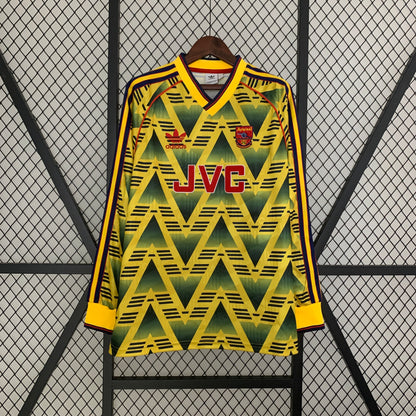 Retro nogometni dresovi dolgi rokavi Arsenal Gostujoči Adidas Pristno 1991-93